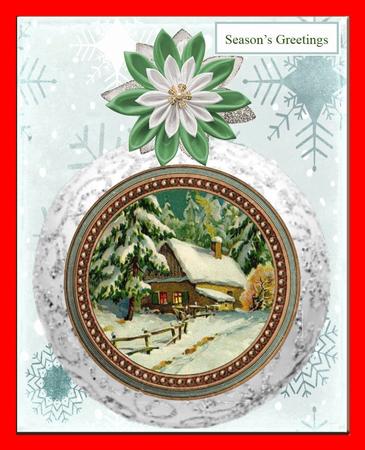 Christmas Bauble Vintage Scene with Pyramid Layers by Julie McGregor