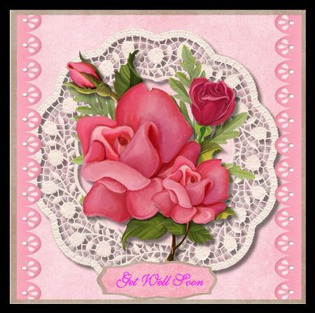 Lovely Roses on a Lace Doilly by Julie McGregor