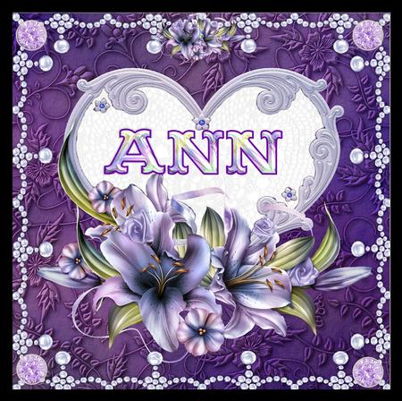 8 x 8 Lily Names a - Z - 'ann' Decoupage Card Topper by Julie McGregor