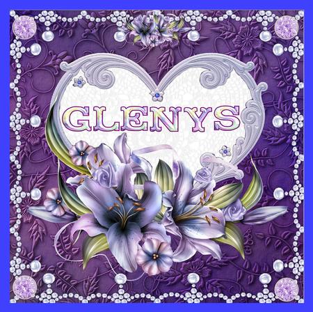 8 x 8 Lily Names a - Z - 'glenys' Decoupage Card Topper by Julie McGregor