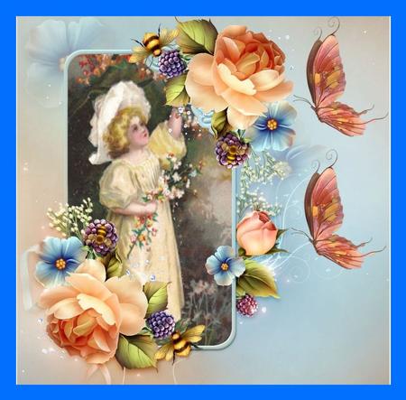 Picking Flowers Topper with Decoupage by Julie McGregor