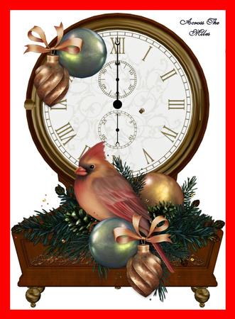 Vintage Clock Shaped Christmas Topper - Cardinal by Julie McGregor