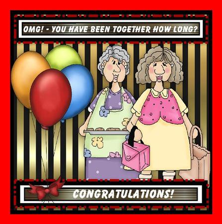 Omg! You Have Been Together How Long? Female Couples Card by Julie McGregor