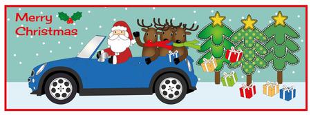 Santa's Blue Mini Car Large Dl by Julie McGregor