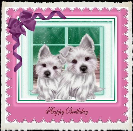 Two Lovely Westies in the Window  by Julie McGregor