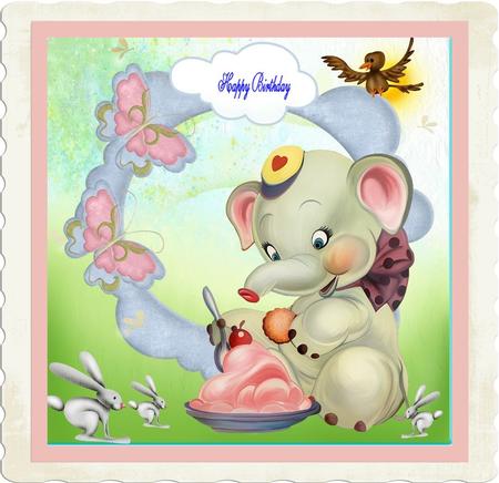Sunny Day Elephant with Decoupage by Julie McGregor