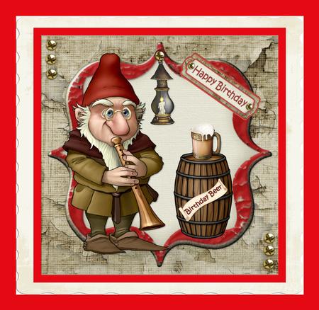 8x8 Birthday Beer Piper Gnome Mini Kit by Julie McGregor