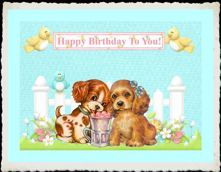 Cute Dogs Birthday Topper & Decoupage by Julie McGregor
