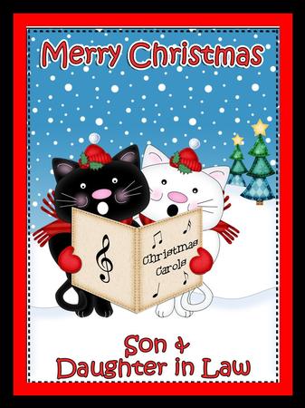 Xmas Son & Daughter in Law Cats 5x7 3D Decoupage by Julie McGregor