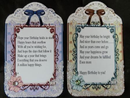 Birthday Verses in Lace and Floral Frame Inserts by Julie McGregor