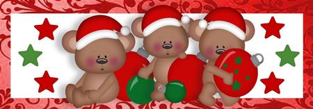 3 Christmas Bears with Red & Green Baubles Dl by Julie McGregor