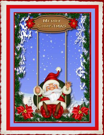 Happy Santa on Swing by Julie McGregor