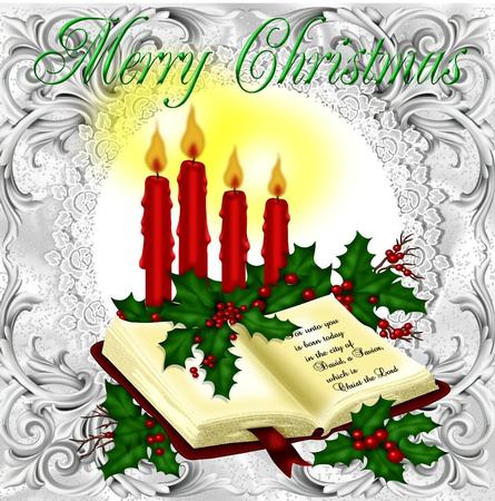 Beautiful Card Front 8x8 of Holly & Bible by Julie McGregor