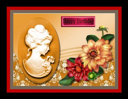 Beautiful Orange Cameo with Pretty Flowers by Julie McGregor