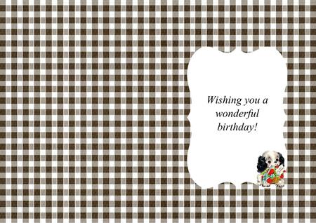 Puppy & Flowers Gingham Birthday Insert by Julie McGregor