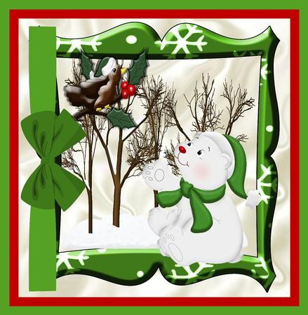 We Are Both Wearing Green Hats, Bear & Robin 8x8 by Julie McGregor