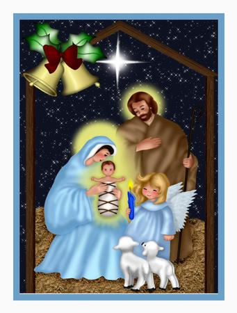 Christmas Nativity with Baby Jesus A4 by Julie McGregor