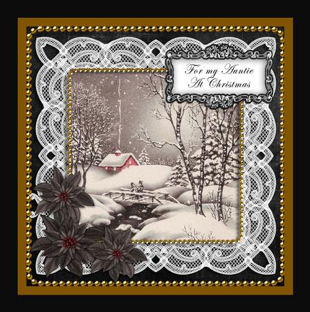 Winter Walk Auntie at Christmas 8in Sentiment Topper by Julie McGregor