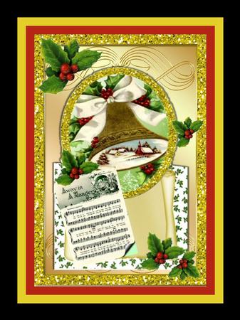 Christmas Carol Sheet & Bell on Scroll with Holly by Julie McGregor