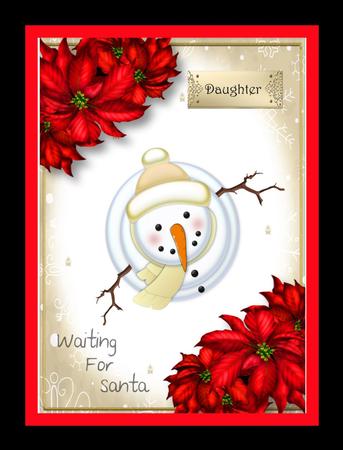 Waiting for Santa - Snowman with Poinsettias by Julie McGregor