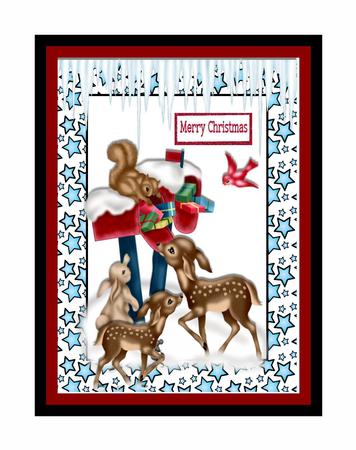 Little Deer with Woodland Friends in the Snow by Julie McGregor