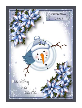 Waiting for Santa - Snowman in Blue by Julie McGregor