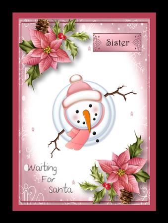 Waiting for Santa - Snowman in Pink by Julie McGregor