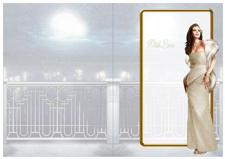 Art Deco Lady Pearl Christmas (cream) Insert by Julie McGregor