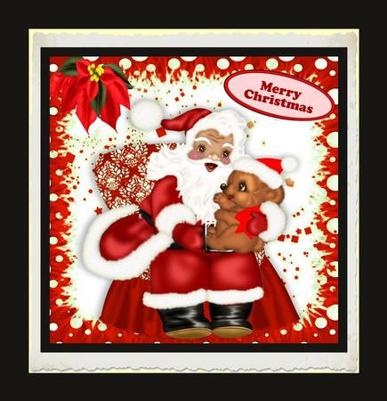 Santa with Poinsettia and Teddy by Julie McGregor