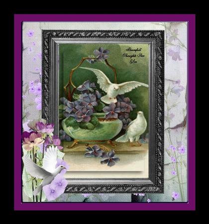 Violets and Doves with Pyramid and Decoupage Layers by Julie McGregor