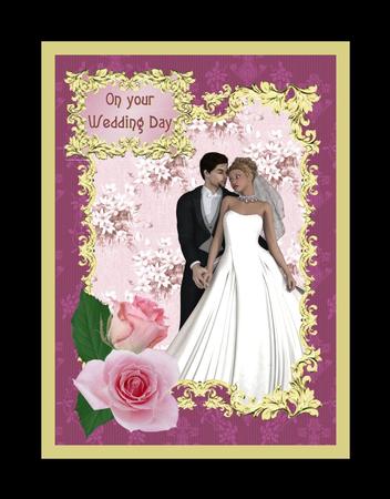 Pink Rose Wedding with Decoupage and Insert Panel by Julie McGregor