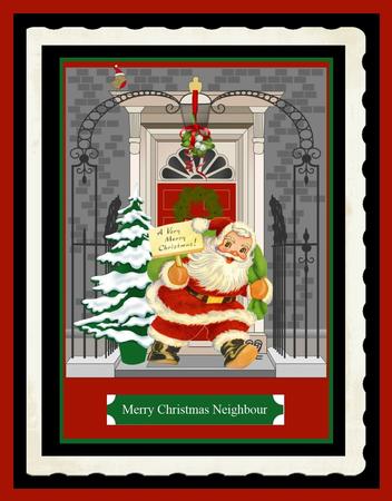 Christmas Door Scene Santa Topper & Decoupage by Julie McGregor