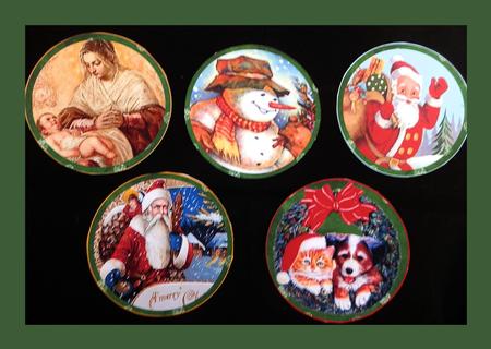 5 Beautiful Vintage Christmas Coasters by Julie McGregor