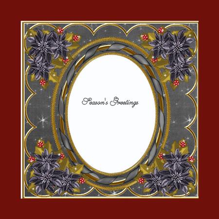 Black Poinsettia Black 7in Ribbon Oval Insert Panel by Julie McGregor