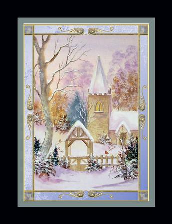 Watercolour Winter Church + Decoupage by Julie McGregor
