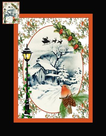 Christmas Winter Scene & Robin Topper & Decoupage by Julie McGregor