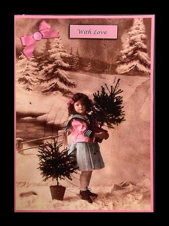 Vintage Christmas Scene - Little Girl Topper & Pyramage by Julie McGregor