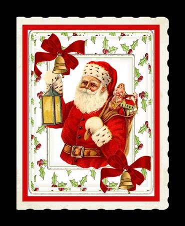 Lovely Vintage Santa in Holly & Berry Frame by Julie McGregor