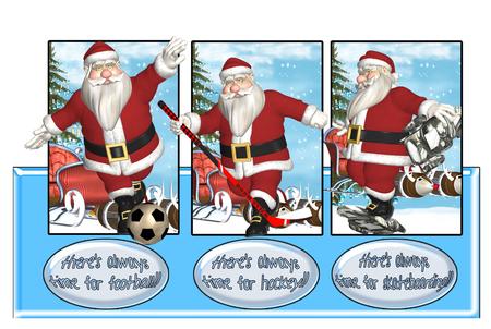 Sporting Santa 3 Panel Screen Kit by Julie McGregor
