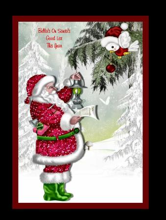 Santa with Little Robin in the Snow Pyramids by Julie McGregor