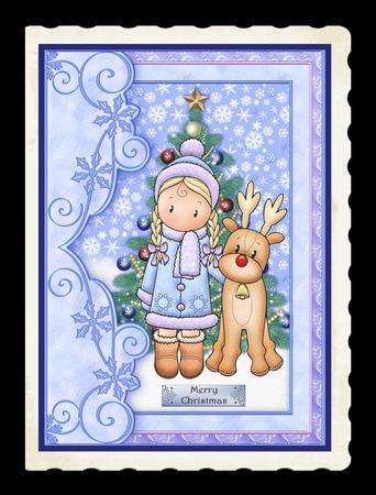 Chloe & Reindeer Christmas Card Topper & Decoupage by Julie McGregor