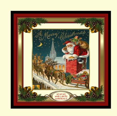 Christmas Vintage Santa 8x8ins Decoupage Topper by Julie McGregor