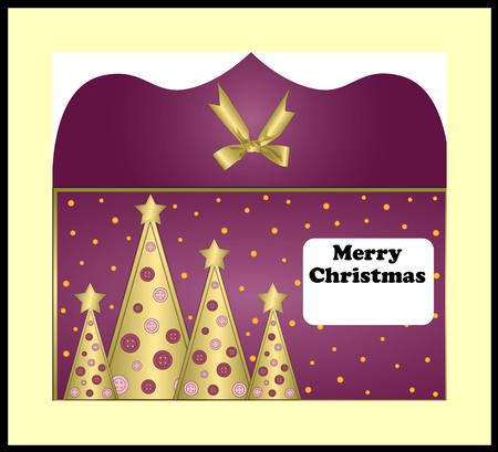 Buttons Christmas Trees Money Wallet Burgundy by Julie McGregor