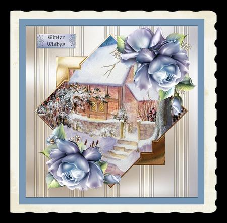 Winter Cottage Card and Decoupage by Julie McGregor