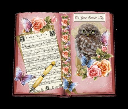 Rose and Owl Book Topper with Layers by Julie McGregor