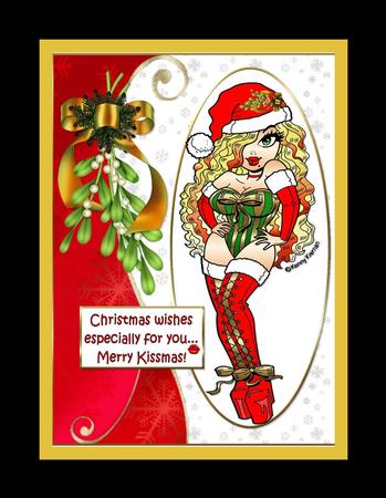 Xmas Hottie Merry Kissmas Quick Card by Julie McGregor