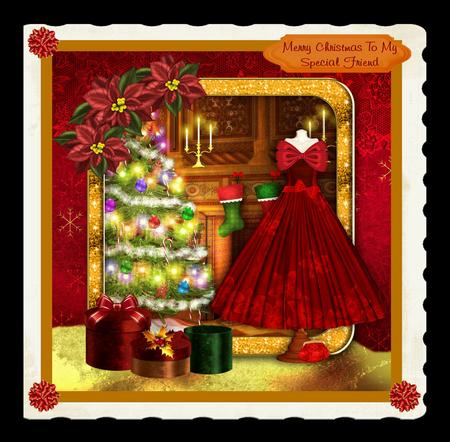 Christmas Cheer Dress and Gifts Mini Card Kit by Julie McGregor