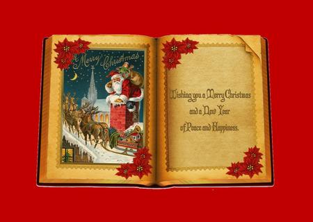 Christmas Eve Vintage Book Card Front by Julie McGregor