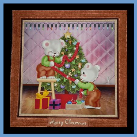 Lovely Teddies with Christmas Tree by Julie McGregor