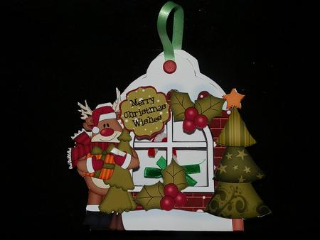 3D Rudolph Xmas Window Treat Holder Christmas Decoration by Julie McGregor